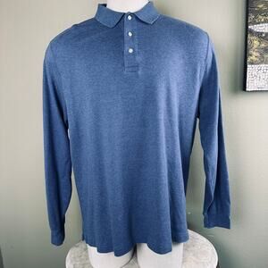 Lands' End Peruvian Cotton Shirt L Long sleeve 3 button neck collar